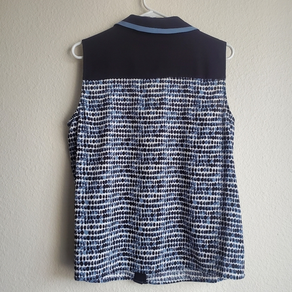 Calvin Klein Sleeveless Dot Patterned Blouse - Picture 2 of 7
